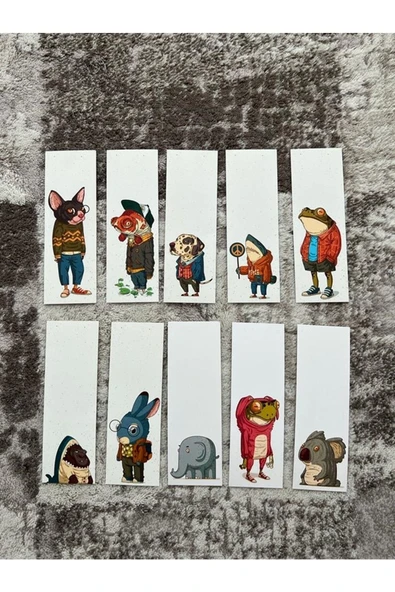 Karikatür Hayvan Alien Renkli Karışık 10 Adet Kitap Ayraç Seti Pytkayrac114 ürün görseli 1
