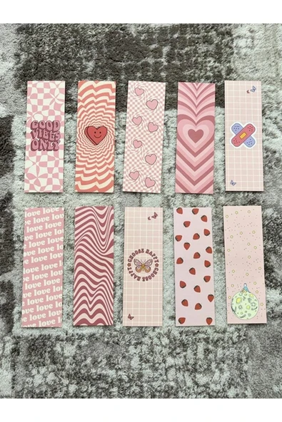 Pembe Tasarım Renkli Karışık 10 Adet Kitap Ayraç Seti Pytkayrac105 ürün görseli 1