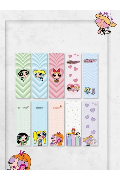 Powerpuff Girls 10 Adet Kitap Ayraç Seti PYTKAYRAC157 ürün görseli 1