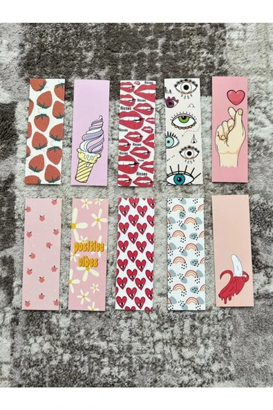 Pembe Tasarım Renkli Karışık 10 Adet Kitap Ayraç Seti Pytkayrac106 ürün görseli 1