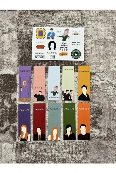 Friends Dizi Kitap Ayraç Ve Stickers Çıkartma Seti Pytkstkryrc21 ürün görseli 1