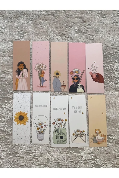 Papatya Kadın Renkli Karışık 10 Adet Kitap Ayraç Seti Pytkayrac120 ürün görseli 1