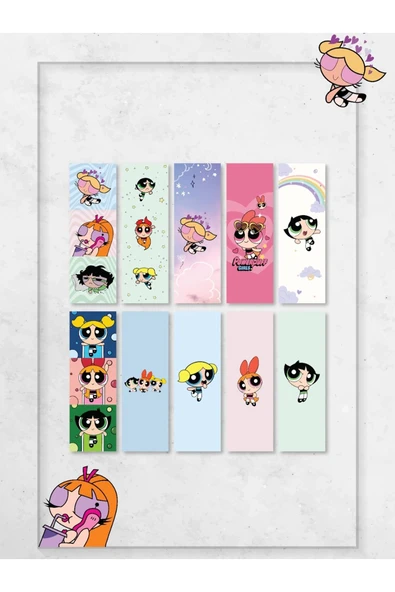 Powerpuff Girls 10 Adet Kitap Ayraç Seti PYTKAYRAC155 ürün görseli 1