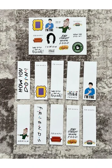 Friends Dizi Kitap Ayraç Ve Stickers Çıkartma Seti Pytkstkryrc10 ürün görseli 1