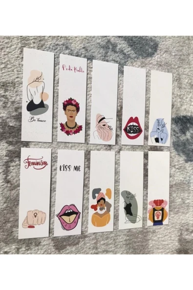 Kadın Feminist Desenli 10'lu Kitap Ayraç Seti Pytkayr17 ürün görseli 1