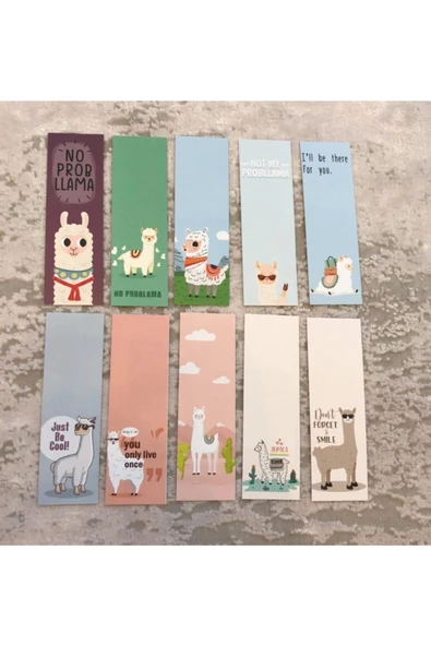 Lama Renkli Karışık 10'lu Desenli Kitap Ayraç Seti Pytkkayr0025 ürün görseli 1