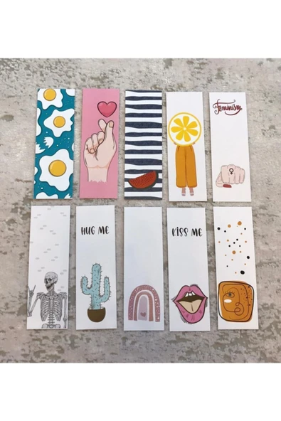 Renkli Karışık 10'lu Desenli Kitap Ayraç Seti Pytkkayr0024 ürün görseli 1