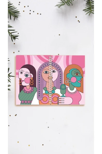 Geometrik Kadın Defter Spiralli A5 96 Yaprak Çizgisiz Defter PYTKDFTR366 ürün görseli 1