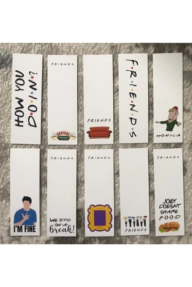 Friends Dizi Desenli Tasarım 10'lu Desenli Kitap Ayraç Seti Pytkkayr0030 ürün görseli 1