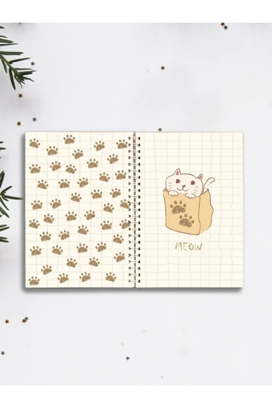 Kedi Meow Defter Spiralli A5 96 Yaprak Çizgisiz Defter Pytkdftr316 ürün görseli 1