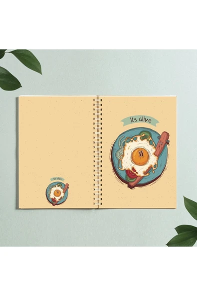 Yumurta It's Olive Karikatür Tasarım Spiralli A5 96 Yaprak Çizgisiz Defter Pytkdt0324 ürün görseli 1