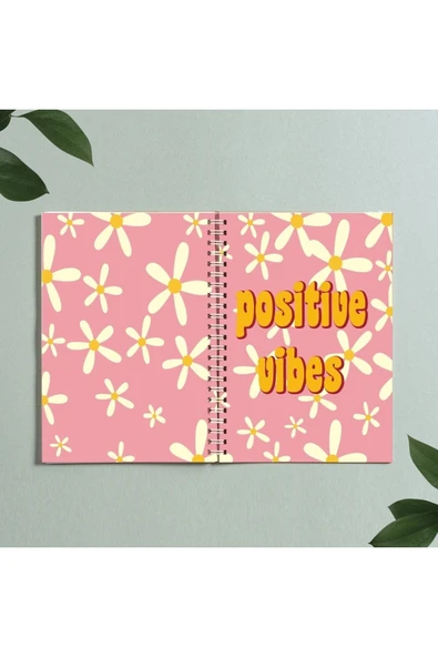 Positive Vibes Papatya Defter Spiralli A5 96 Yaprak Çizgisiz Defter Pytkdftr310 ürün görseli 1