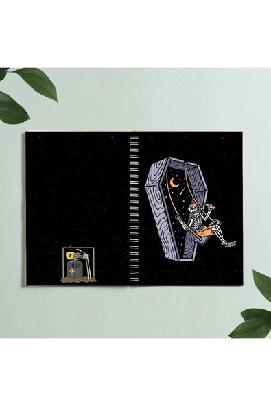 Iskelet Skull Kurukafa Tasarım Spiralli A5 96 Yaprak Çizgisiz Defter Pytkdt0322 ürün görseli 1
