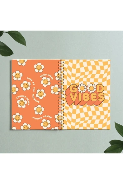 Good Vibes Papatya Defter Spiralli A5 96 Yaprak Çizgisiz Defter Pytkdftr308 ürün görseli 1
