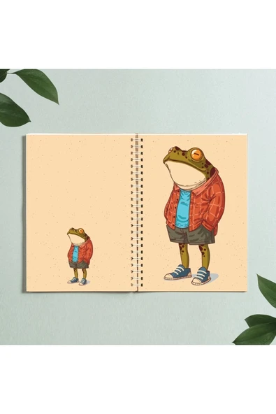 Kurbağa Karikatür Hayvan Tasarım Spiralli A5 96 Yaprak Çizgisiz Defter Pytkdt0317 ürün görseli 1