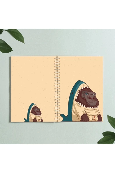 Goril Karikatür Hayvan Tasarım Spiralli A5 96 Yaprak Çizgisiz Defter Pytkdt0310 ürün görseli 1