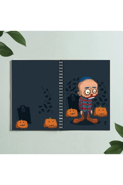 Helloween Rıp Bal Kabağı Tasarım Spiralli A5 96 Yaprak Çizgisiz Defter Pytkdt0311 ürün görseli 1