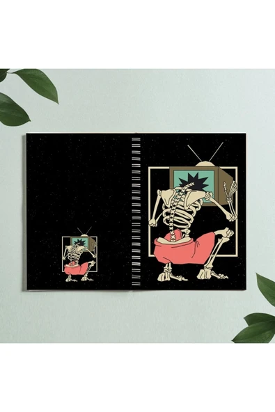 Iskelet Skull Televizyon Tasarım Spiralli A5 96 Yaprak Çizgisiz Defter Pytkdt0313 ürün görseli 1