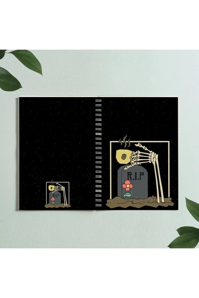 Iskelet Rıp Helooween Tasarım Spiralli A5 96 Yaprak Çizgisiz Defter Pytkdt0312 ürün görseli 1