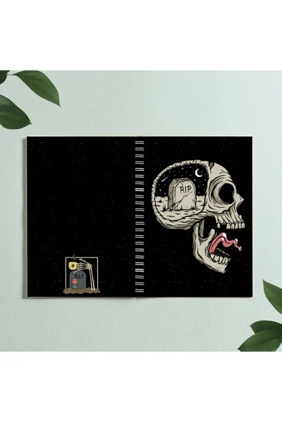 Kurukafa Iskelet Skull Rıp Tasarım Spiralli A5 96 Yaprak Çizgisiz Defter Pytkdt0318 ürün görseli 1