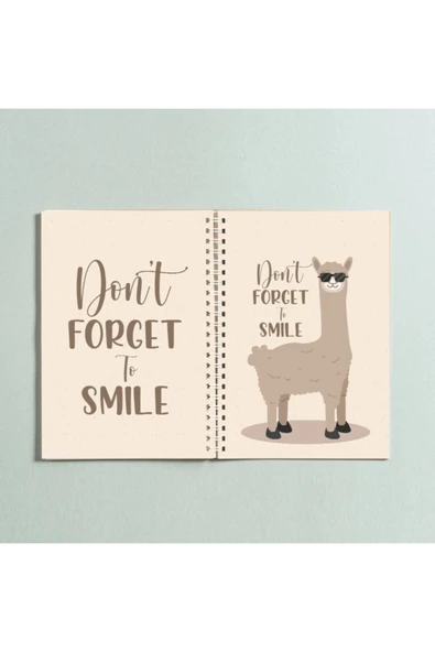 Lama Don't Forget To Smile Tasarım Spiralli A5 96 Yaprak Çizgisiz Defter Pytkdt0261 ürün görseli 1