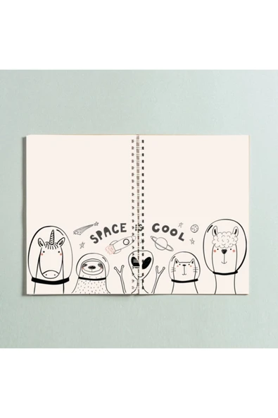 Space Cool Uzaylı Tasarım Spiralli A5 96 Yaprak Çizgisiz Defter Pytkdt0264 ürün görseli 1