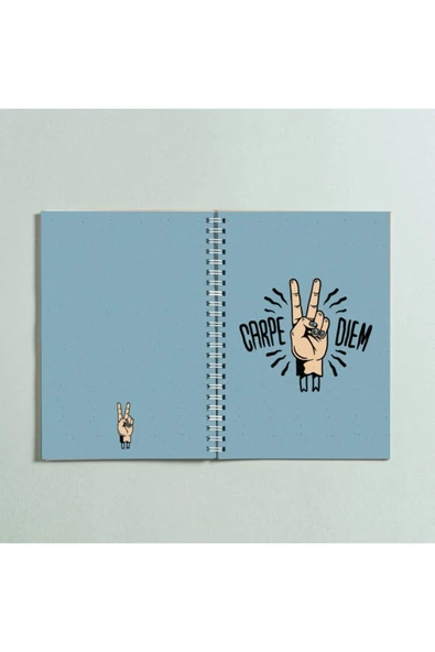 Carpe Diem Peace Tasarımlı Spiral A5 96 Yaprak Çizgisiz Defter Pytkdt0165 ürün görseli 1