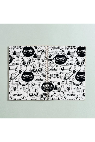 Kedi Tasarımlı Spiral A5 96 Yaprak Çizgisiz Defter Pytkdt0168 ürün görseli 1