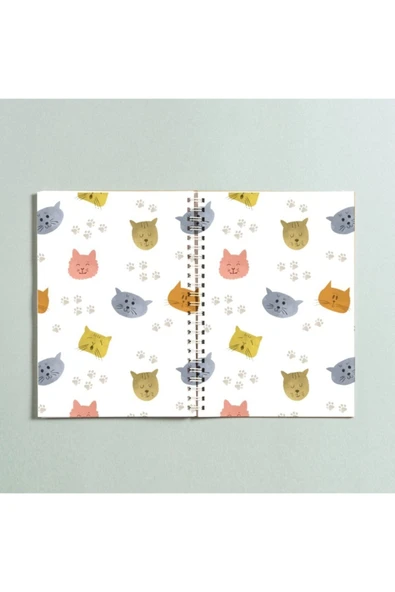 Kedi Tasarımlı Spiral A5 96 Yaprak Çizgisiz Defter Pytkdt01690 ürün görseli 1