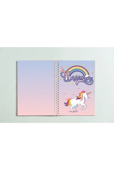 Unicorn Baskılı Spiralli A5 96 Yaprak Çizgisiz Tasarım Defter Pytkdt0122 ürün görseli 1
