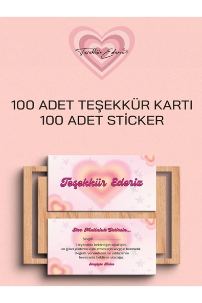 100 Adet Teşekkür Kartı ve 100 adet Teşekkür Sticker PYTKSVTK26 ürün görseli 1