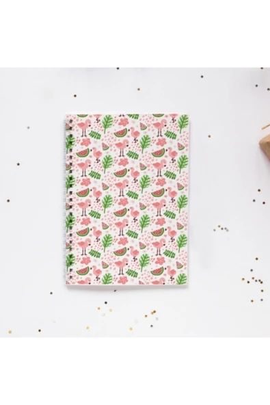 Flamingo Karpuz Çiçek Spiralli  Çizgisiz Defter Pytkdt060 96 Yaprak ürün görseli 1
