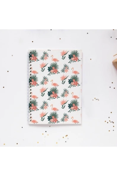 Flamingo Çiçek Spiral Telli 96 Yaprak Çizgisiz Defter Pytkdt053 ürün görseli 1