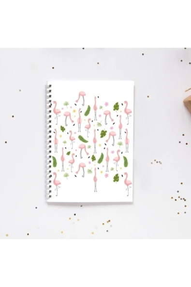 Flamingo Yaprak Çiçek Spiral 96 Yaprak Çizgisiz Defter Pytkdt059 ürün görseli 1