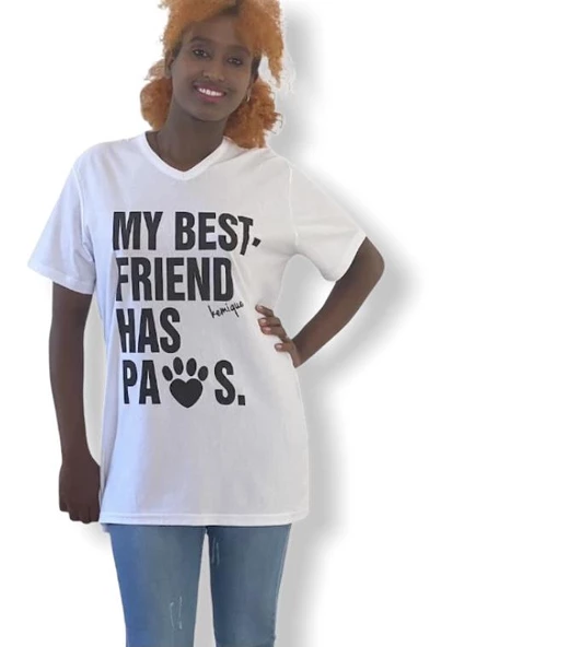Hayvansever Tişört My Best Friends Have Paws Beyaz ürün görseli 1