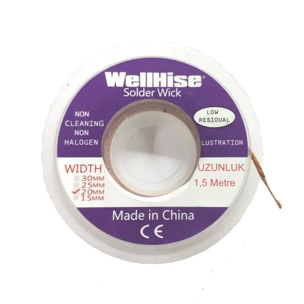 WellHise 2 mm Lehim Çekme Teli Sökme Fitili ürün görseli 1