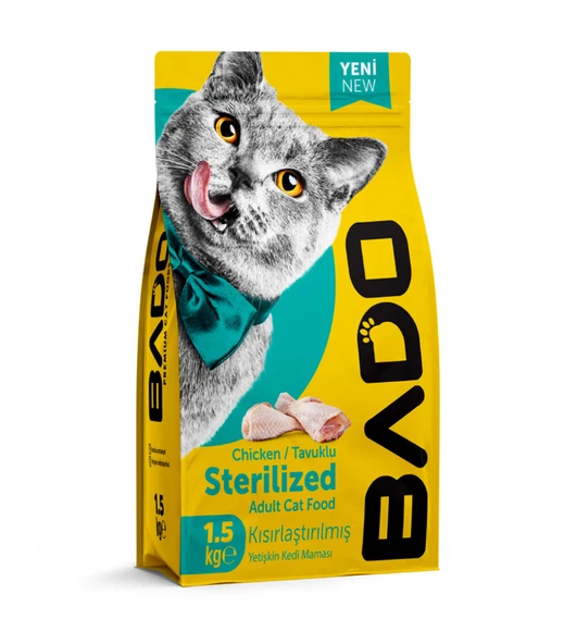 Bado Yetişkin Kedi Maması Kısırlaştırılmış Tavuk Etli Steril 1,5 Kg ürün görseli 1