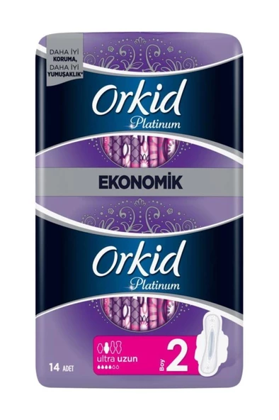 Orkid Platinum Hijyenik Ped Uzun Ekonomik Paket 14'lü Ped ürün görseli 1