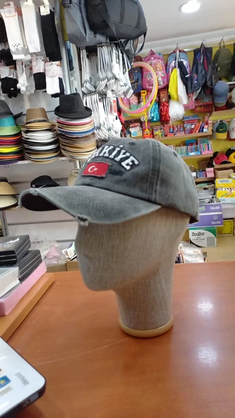 türkiye eskitme şapka retro pamuklu beyzbol cap 58-60 cm füme ürün görseli 1