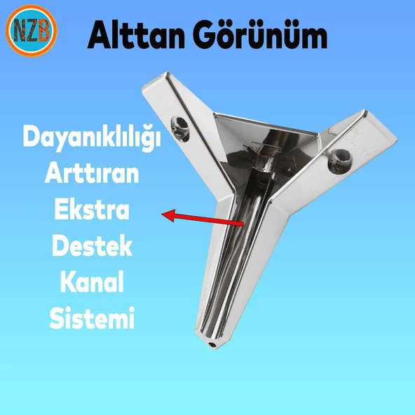 Mobilya Kanepe Sehpa TV Ünitesi Koltuk Ayağı 12 cm Krom Renk Baza Ayak ürün görseli 1