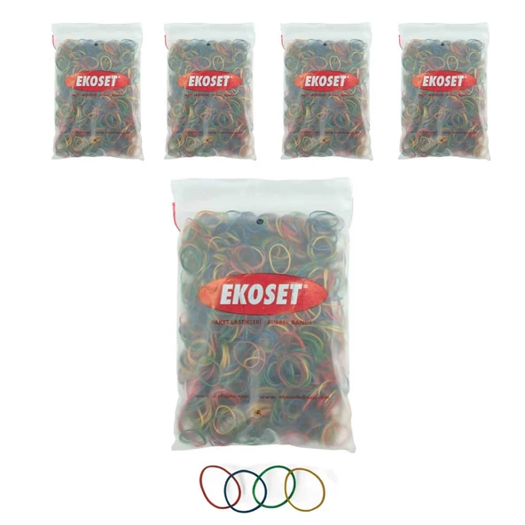 Renkli Küçük Paket Toka Lastiği 4 Renk 40mm 1000li 5 Paket ürün görseli 1