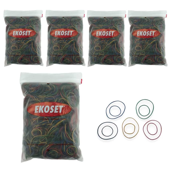Karışık Boy ve Renkte İnce Paket Lastikleri 5000 Adet 5 Renk 40 ve 70mm ürün görseli 1