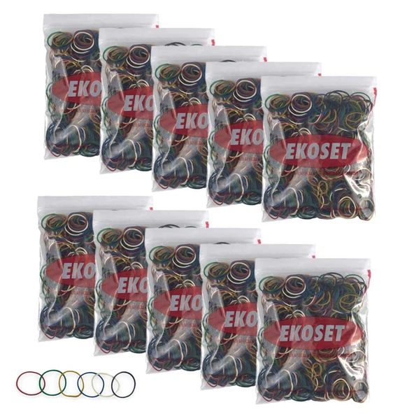 Renkli Kauçuk Toka Lastiği Karışık 6 Renk 40mm 10.000 Adet ürün görseli 1