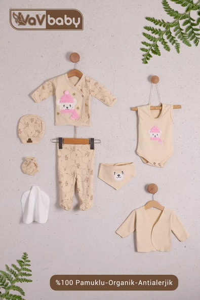 Organik Hastane Çıkışı 8li Polar Bear Pembe ürün görseli 1