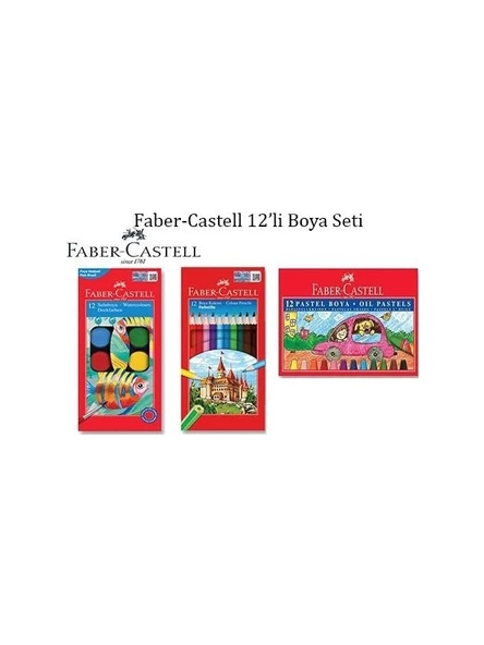 Faber-Castell 3'lü Boya Seti 12'li Sulu - Kuru ve Pastel Boya ürün görseli 1