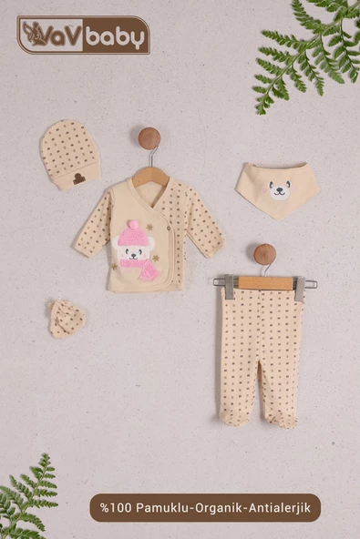 Organik Hastane Çıkışı 5li Polar Bear Pembe ürün görseli 1