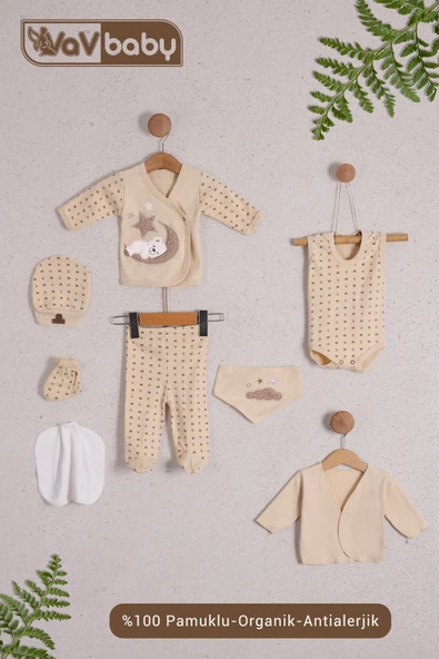 Organik Hastane Çıkışı 8li Sleepy Bear Ekru ürün görseli 1