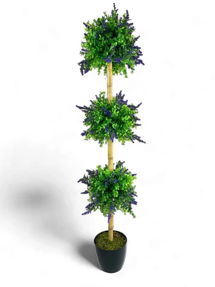 Nettenevime Yapay Ağaç Lavantalı Şimşir Top Siyah Saksılı 115*30cm ürün görseli 1