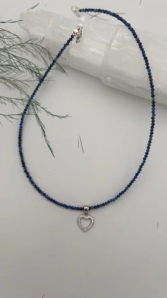 925 ayar gümüş Lapis Lazuli Kolye - Resim 3