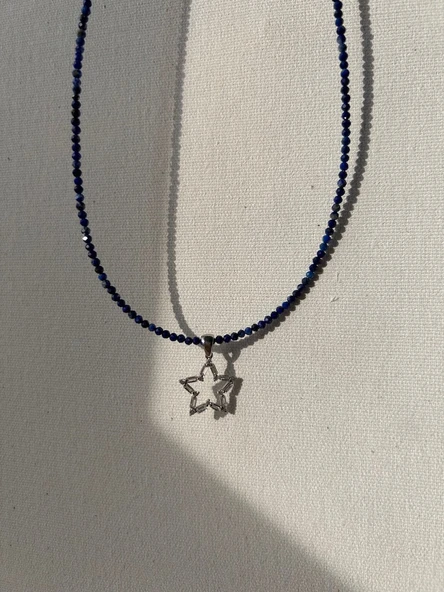 925 ayar gümüş lapis lazuli kolye - Resim 3